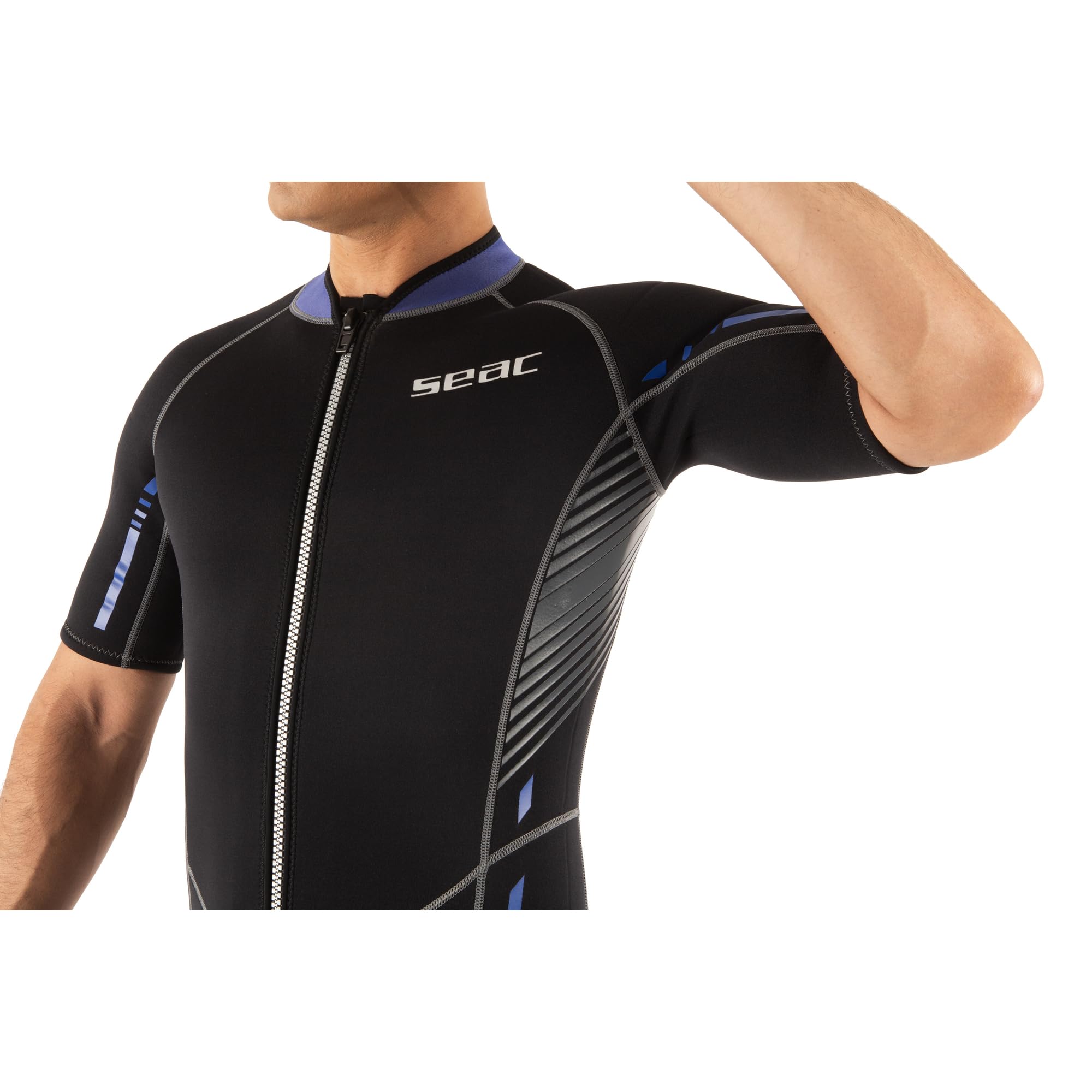 SEAC Trendy Man, Muta Corta Monopezzo in Neoprene da 2.5 mm con Zip Frontale, per Snorkeling, Surf e Sport Acquatici in Acque Temperate per Adulti e Bambini