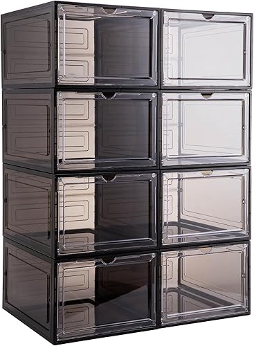 Attelite Upgrade Harder - Organizador de sombreros de plástico sólido para gorras de béisbol, paquete de 8 cajas de almacenamiento apilables para