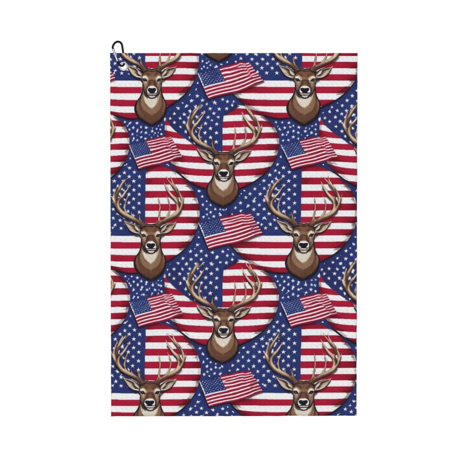 BSDFGSDD American Hunting Deer Flag Golf Towel 24 x 16 inches