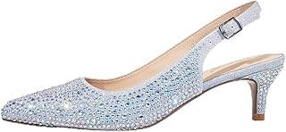 GENSHUO Women's Kitten Heels Closed Toe Slingback Pumps