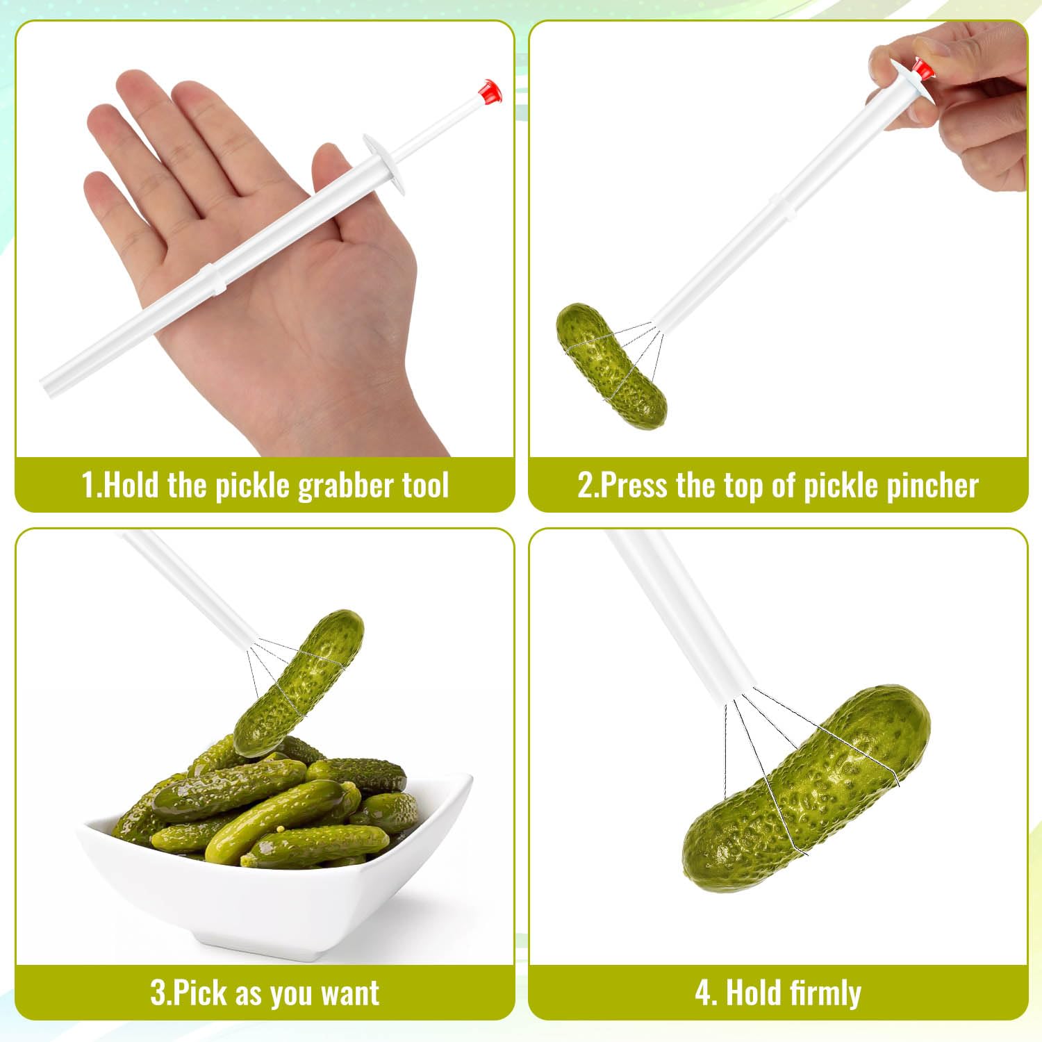 4Pcs Pickle Grabber Tool, Stainless Steel Pickle Picker Grabber, Pickle Pincher Tool for Kitchen Food Olive Pepper — Amazon image 3