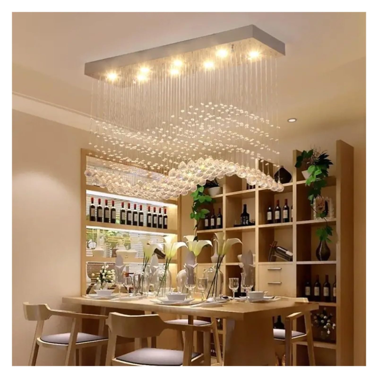 K9 Crystal Chandelier LED Chrome Finish Light Wave Art Deco Modern Chandelier Villa Chandelier