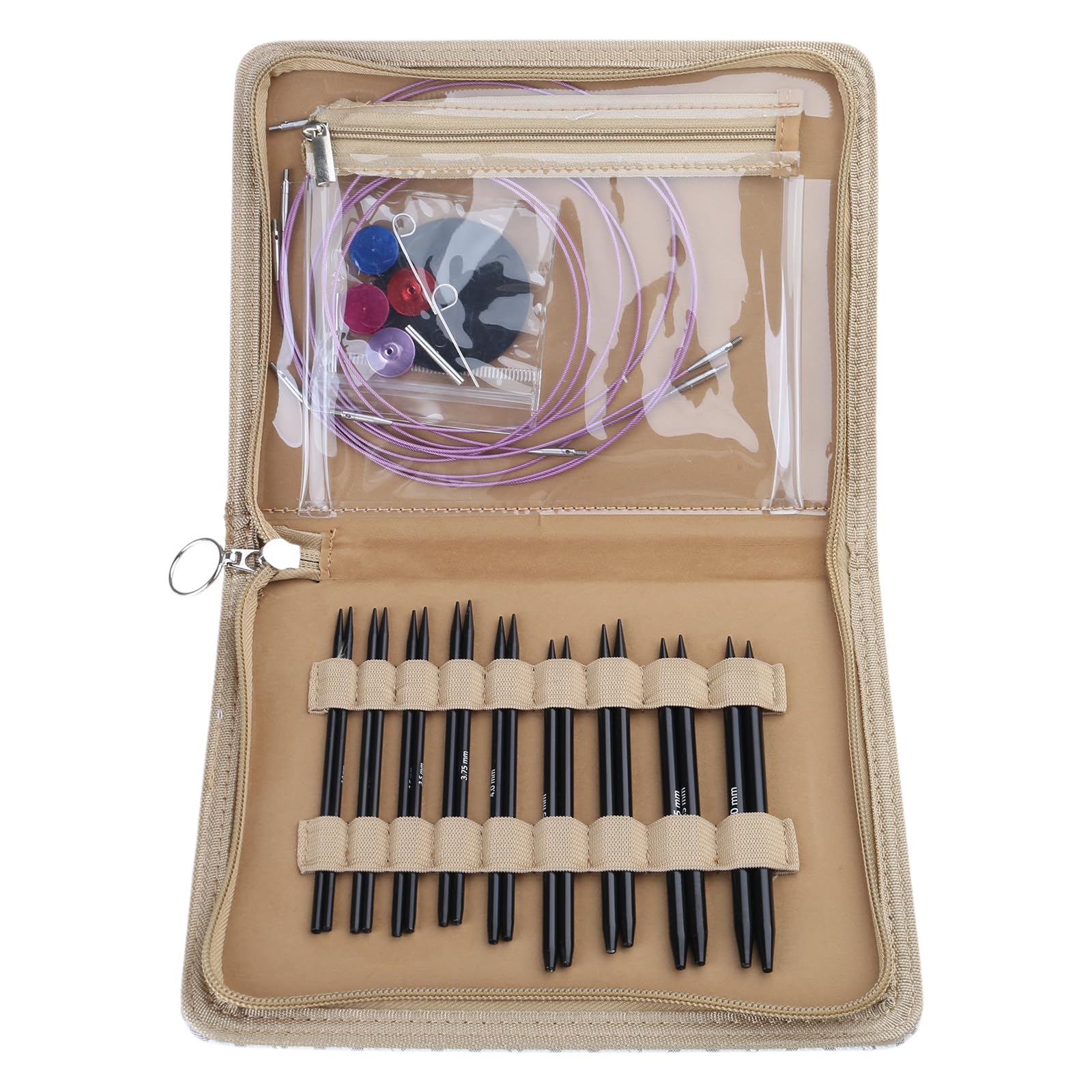 9Pairs of Aluminum Circular Knitting Needle Interchangeable Circular Knitting Needle Set for Sweater Sock Ergonomic