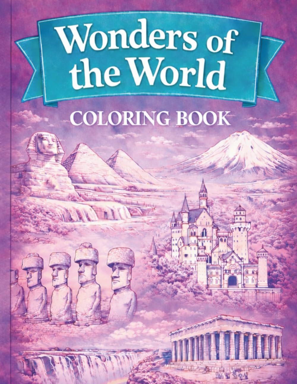 Wonders of The World Colouring Book: Mindful Colouring Inspired by Landmarks and Places