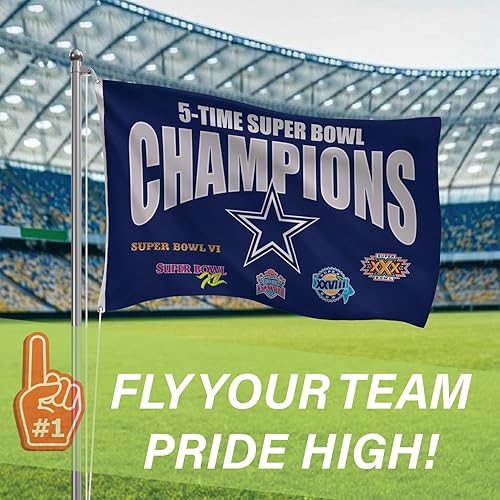 Miniatura 50 de NFL Dallas Cowboys - Bandera duradera de 3 x 5 para exteriores con ojales, bandera y pancarta resistentes para jardín al aire libre y patio, bandera