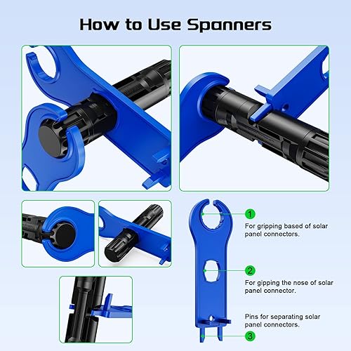 Miniatura 8 de Bateria Power Cable de extensión solar de 50 pies 10 AWG (6 mm), cable solar con conectores hembra y macho con llaves extra gratis, cable de