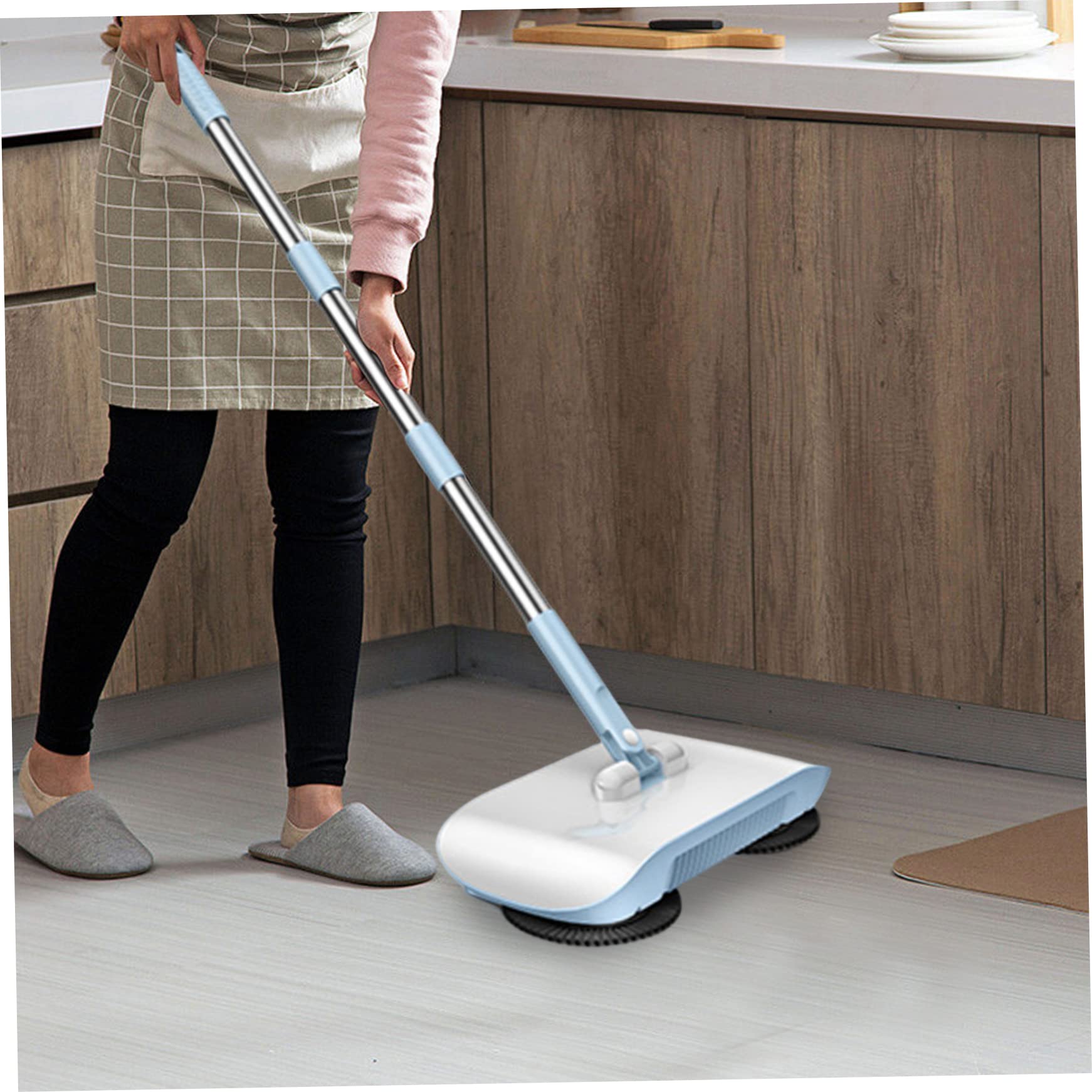Brosse de nettoyage de tapis, balayeur à vide manuel de 2 en 1, vadrouille rotative à 180 degrés, balayeur de poussée à main, outil de nettoyage pour le nettoyage des animaux de compagnie, débris