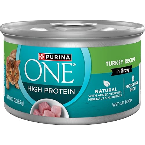 Purina ONE Natural, High Protein Cat Food, Turkey Recipe in Gravy - (Pack of 24) 3 oz. Pull-Top Cans