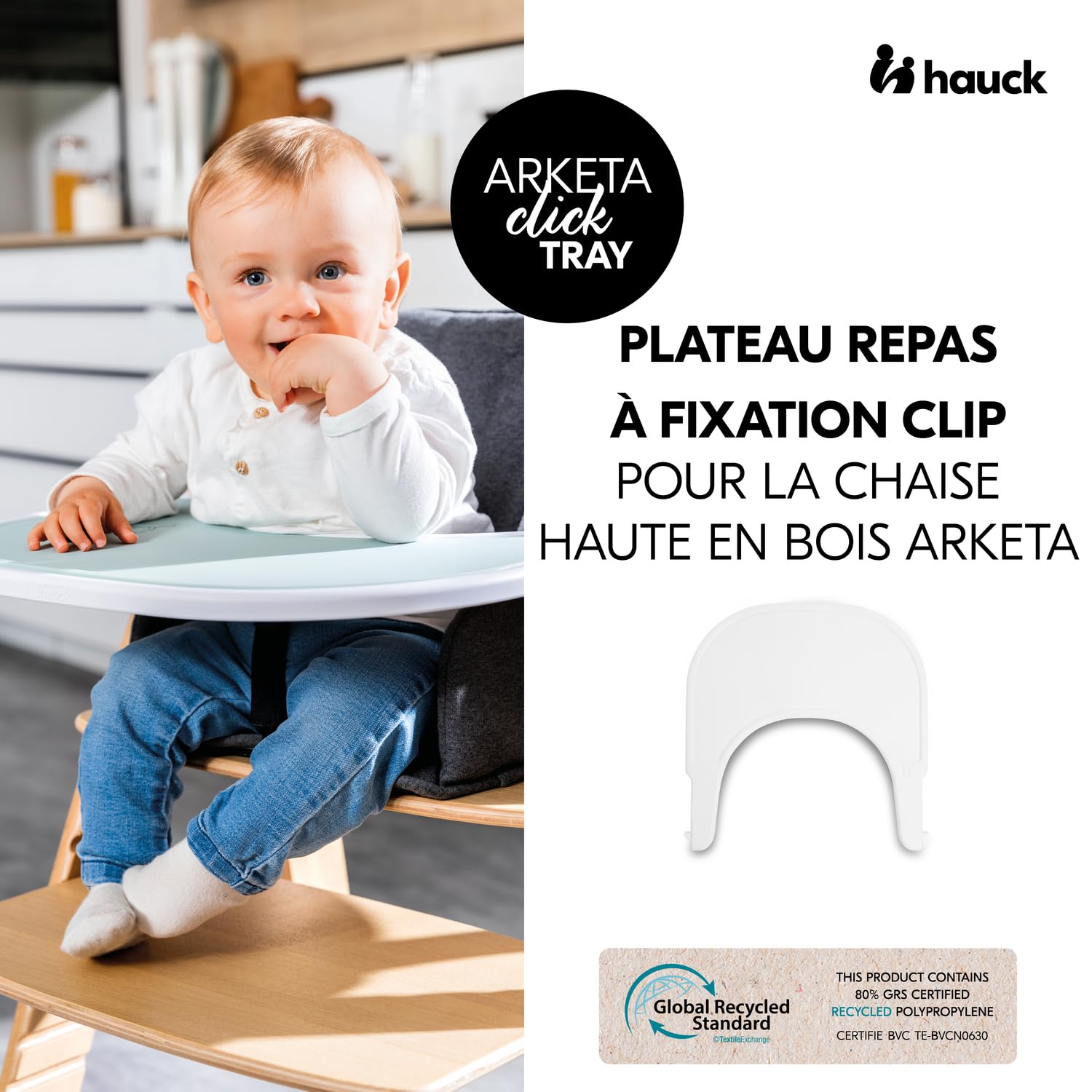 hauck Plateau Repas Bébé pour Chaise Haute Bébé Arketa, Click Tray White