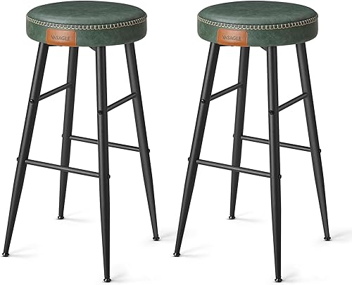 VASAGLE EKHO Collection - Juego de 2 taburetes de bar, taburetes de encimera de cocina, taburetes de desayuno, cuero sintético con costuras, moderno