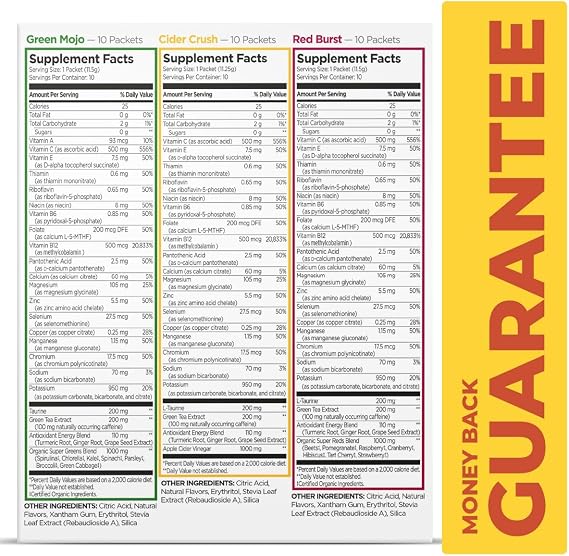 Pureboost Sugar-Free Superfoods Clean Energy Booster, Combo Pack 10 Count, Energy Drink Mix with Apple Cider Vinegar, 7 Organic Red or Green Superfoods and Electrolytes. No Sucralose