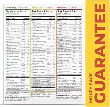 Pureboost Sugar-Free Superfoods Clean Energy Booster, Combo Pack 10 Count, Energy Drink Mix with Apple Cider Vinegar, 7 Organic Red or Green Superfoods and Electrolytes. No Sucralose