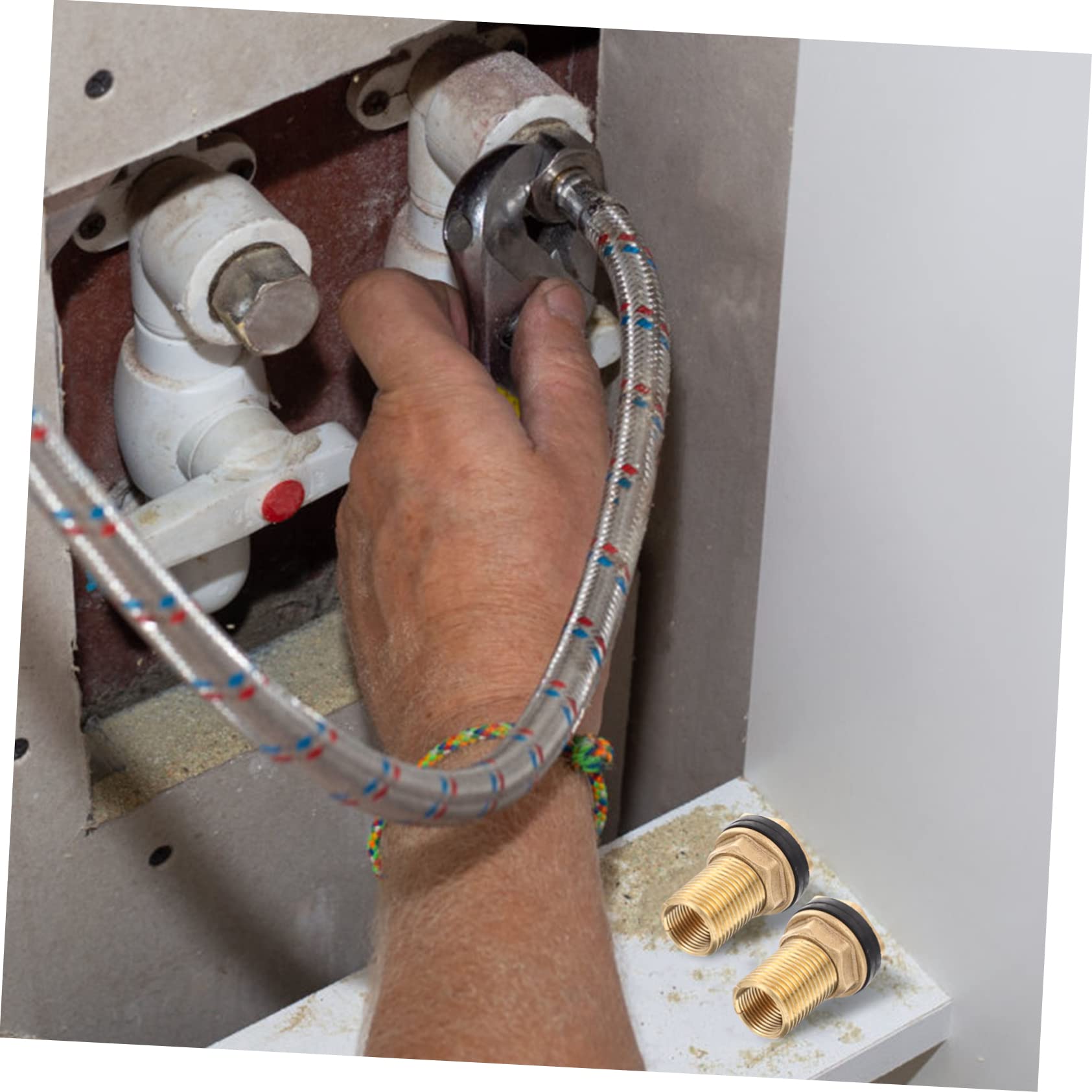 OSOLADY 4 Pcs Water Tank Connector Water Tank Adapter Bucket Hose Stock Tank Hose Adapter Hose Connectors 3/8 Bulkhead Fitting Water Hose Adapter Compression Hose Marine Hose Brass Yellow