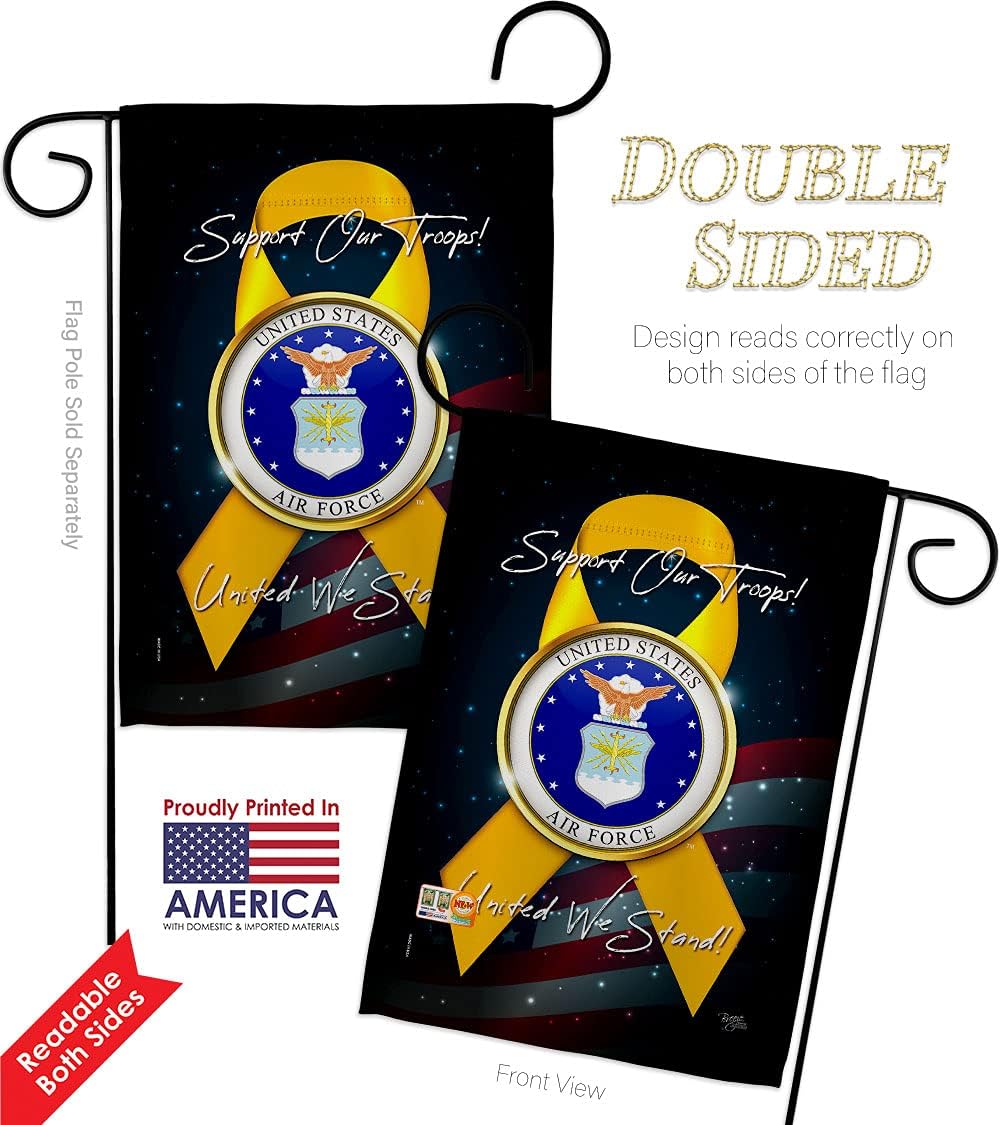 Support Air Force Garden Flags Pack Armed Forces USAF United State American Military Veteran Retire Official Our Troops Small Decorative Gift Yard House Banner Double-Sided Made In USA 13 X 18.5