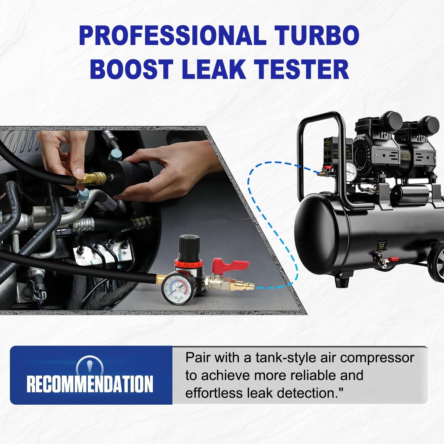 9 Pezzi Tester per Perdite di Sistemi Turbo, Set di Turbocompressore Aria di Carica, Tester di Pressione 60 Bar-80 Psi, Test di Pressione Dell'Intercooler,Tester Pressione per Sistemi di Compressione