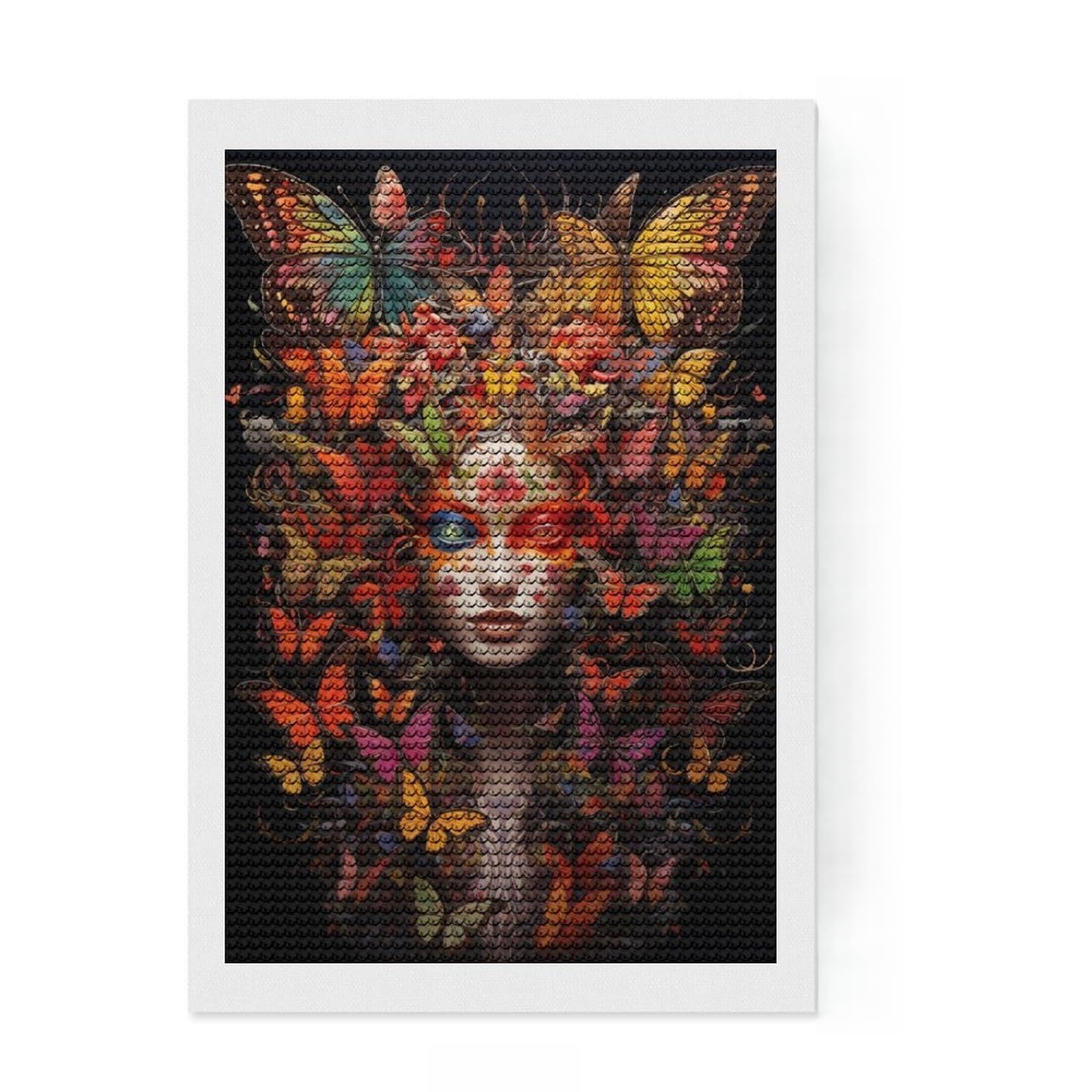 Junmoney Psychedelic Butterflies 2 Diamond Painting Set 8"x12", for Family Craft Time, Sparkling Round Gems, Christmas Gift, Bedroom Decor