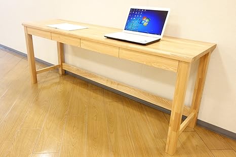 Amazon Co Jp 国産無垢 カウンターデスク 学習机 パソコンデスクに 1870mm 500mm タモ無垢材 ｈ型 リビング用に最適 ホーム キッチン