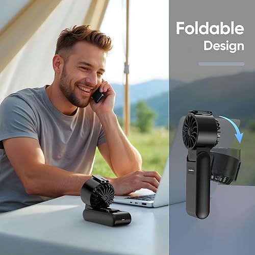 Miniatura 5 de Ventilador turbo portátil de mano, funciona con batería de 5000 mAh, máximo 26 horas de funcionamiento, motor de alta potencia de 132000 RPM