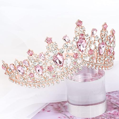 Miniatura 8 de TOBATOBA Corona roja de reina para mujer, tiara de boda de cristal para mujer, corona de coronas, tiara de princesa para novia, tocados de