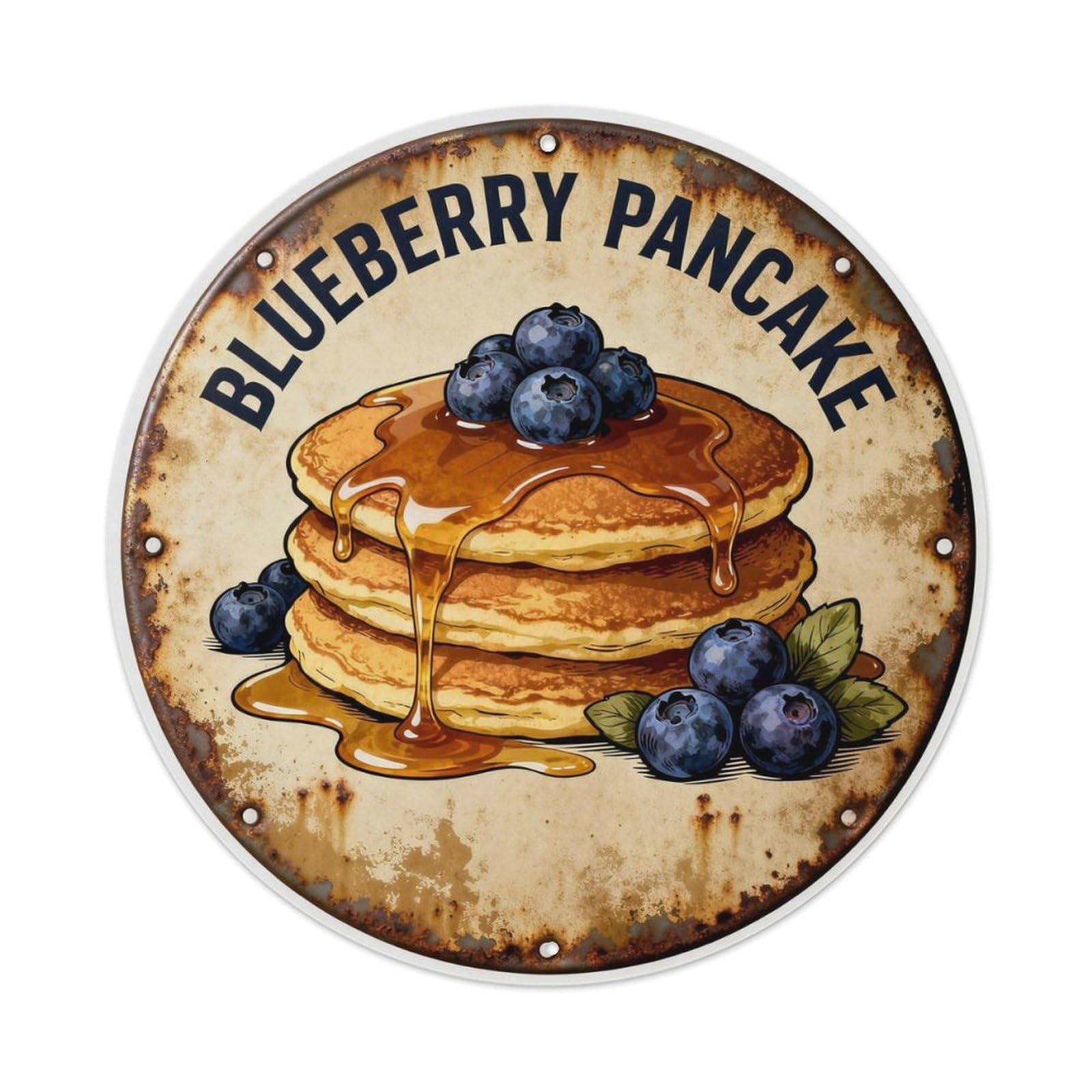 BLUEBERRY PANCAKE Metal Tin Sign Plaque
