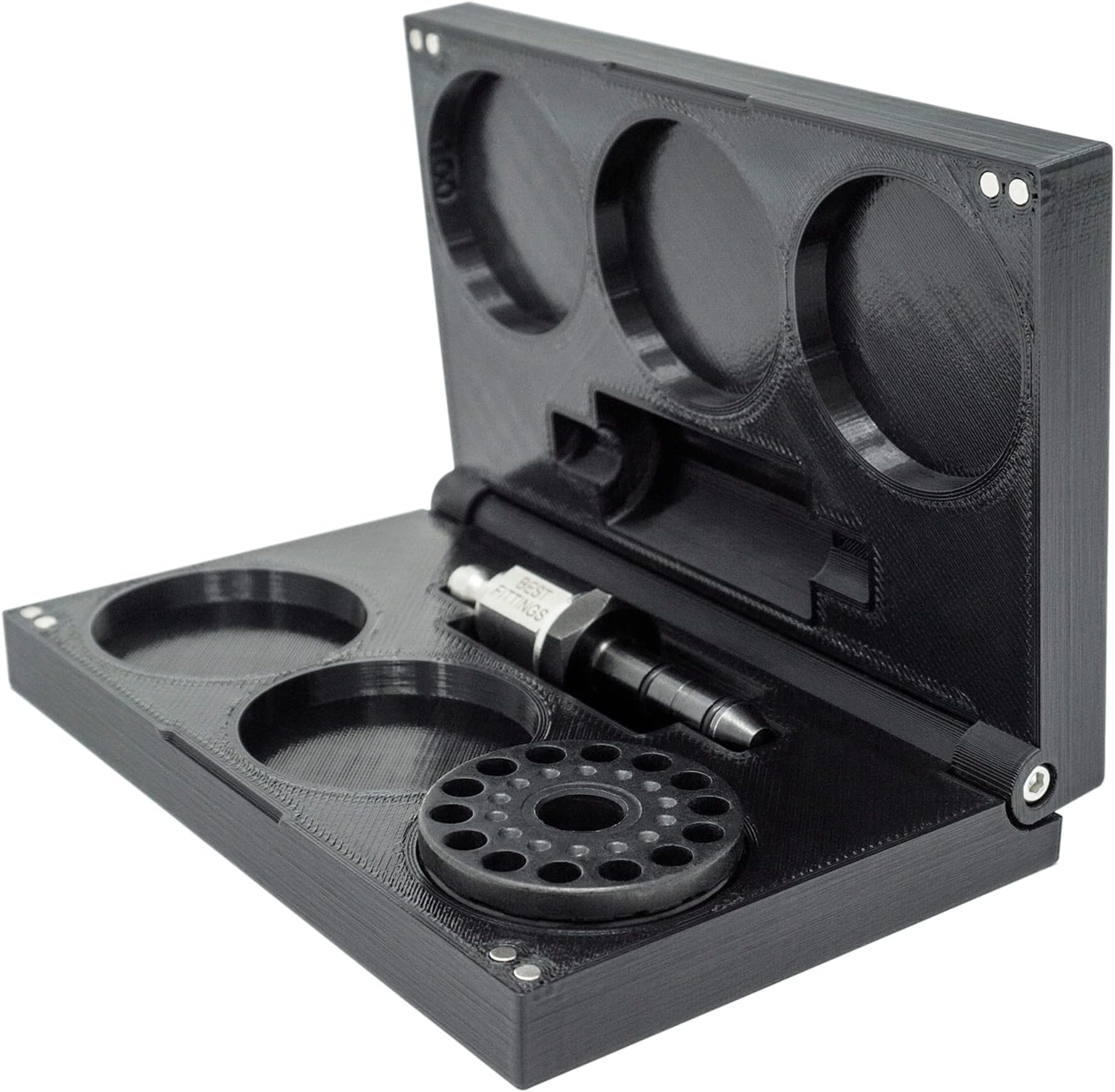 Slim Magazine Case Compatible with: Weihrauch HW100 Magazines and Quick Fill Probe – Hard Plastic Protective Cover, Flip Lid Magnetic Box Rifle (Black, Fits: 4 Magazines)