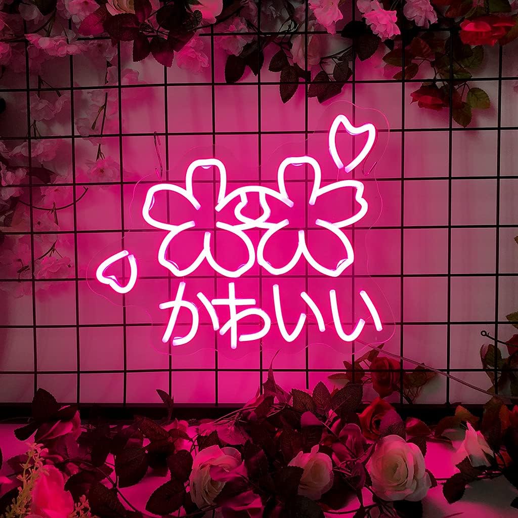CiCiYours Flower Sakura LED Neon Decor Sign, Custom Neon Sign Home Decoration Art Gift for Child Family Girlfriends Birthday Pary Engagement Party Lights Decor(18.5"x15.0")
