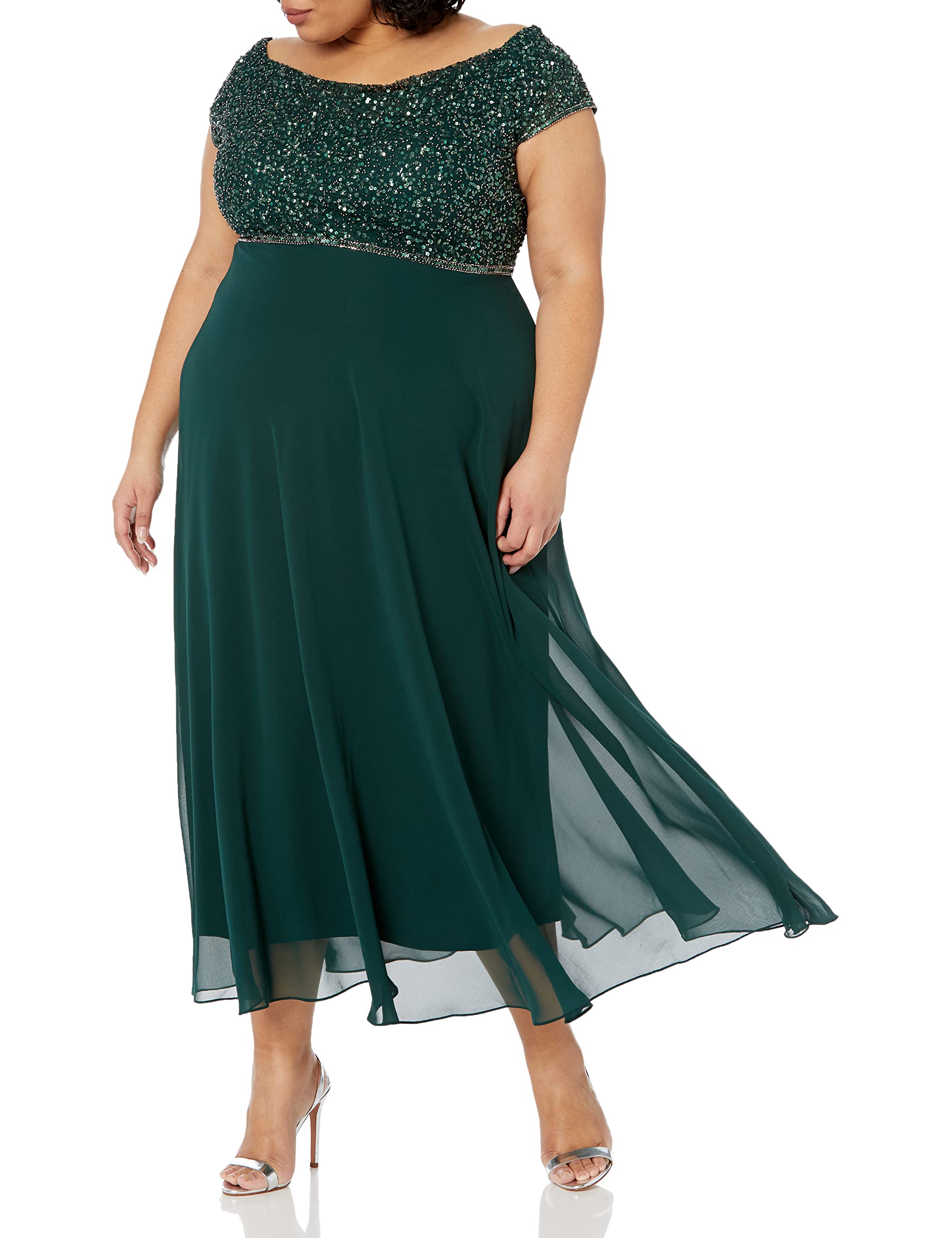 J Kara Womens Plus Size Beaded Empire Waist Gown Special