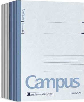 KOKUYO Campus Composition Notebook, 7 x 10 inch Lined Notebooks with 30 Sheets 6mm Ruled Paper, 10 Pack B5 Blue Notebook for School and Work, School Supplies Comp Book for Journal Diary