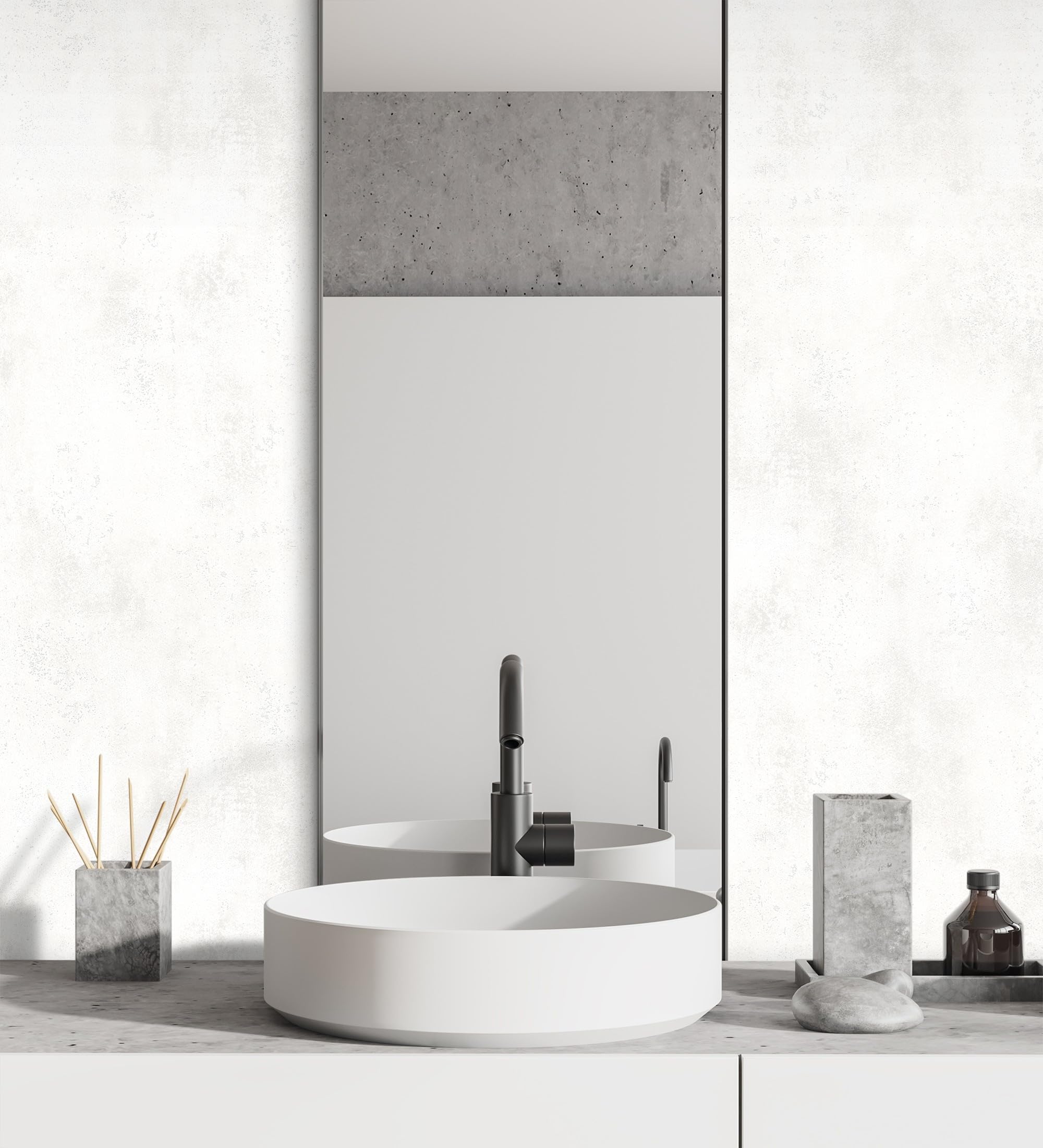 GAULAN 128798 Papier peint vinyle lavable effet mur béton relief blanc pour mur salon cuisine bain chambre couloir stanza salle à mange tête de lit - Rouleaux de 10 m x 0,53 m