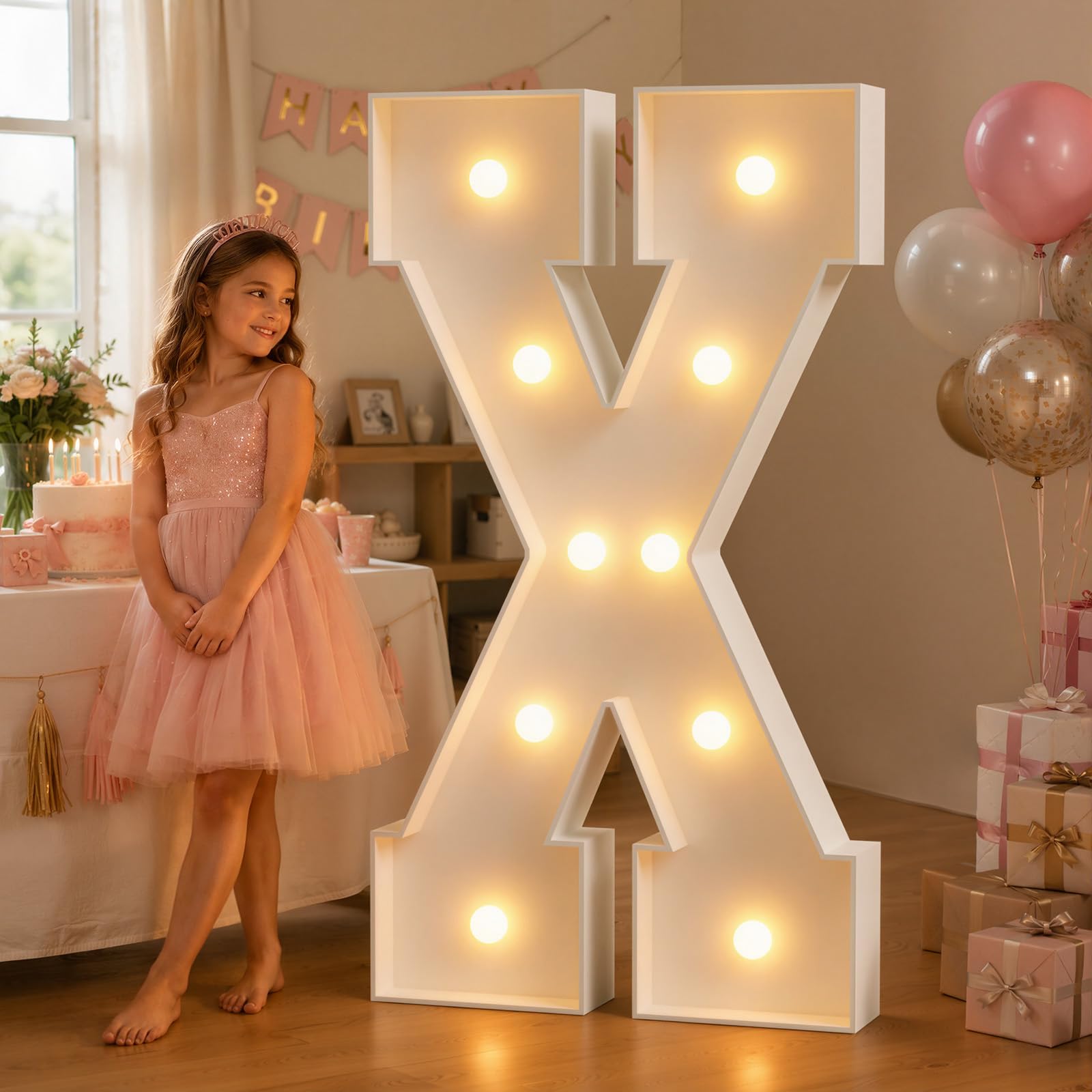 JoyMuse 4FT Marquee Light Up Letters,Large Marquee Letters 4 Feet Tall for Marry Me Proposal Decorations Big 4FT Letters with Lights for Baby Shower Party Decor, Letter X
