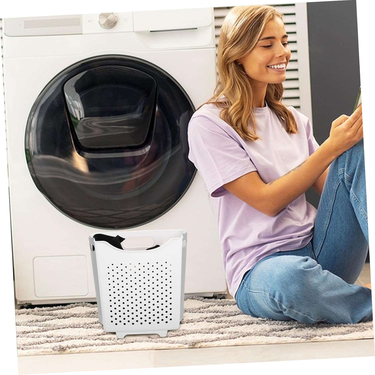 Healifty Foldable Wall Mounted Laundry Basket Large Capacity Collapsible Clothes Hamper for Bathroom Storage Space Saving Hanging Dirty Clothes Organizer with Portable Design for Home and