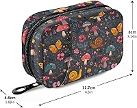 Vista 3 de Pastillero de caracol, hongo, hojas de palma, 7 días, pastillero, bolsa organizadora de píldoras de viaje con cremallera, portátil, semanal