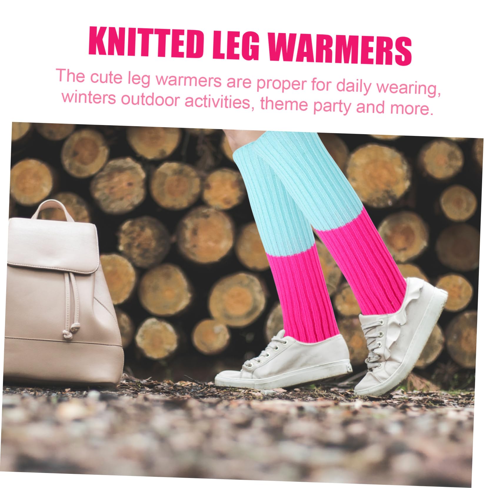 Healeved 10 Pares Calentadores de Piernas de Punto para Invierno Cálidos y Suaves Diseño Fluorescente para Mujer Accesorios Decorativos para Fiestas y Diario