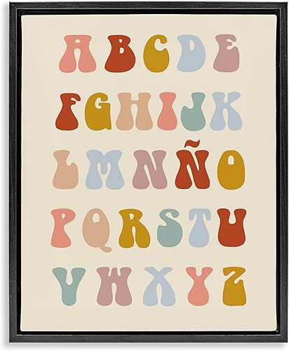Stupell Industries Abecedario Estilo Vintage Framed Floater Canvas Wall Art