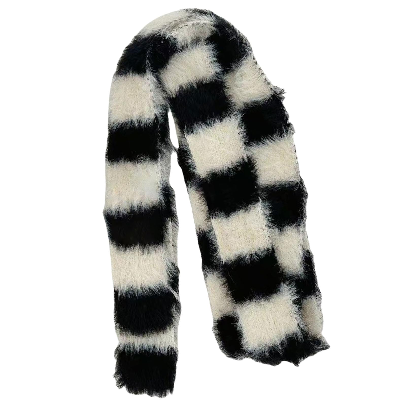 BFLKY Plush Scarf Knitted Skinny Scarf Popular Crochet Neckwear Fashion Striped Long Scarf