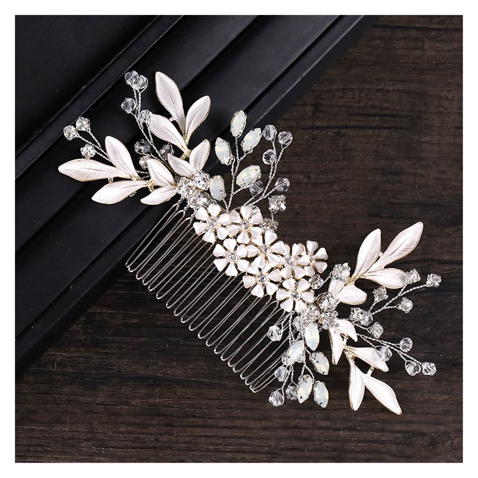 Damen Haarkämme Blumenblatt Hochzeit Accessoires for Frauen Strass Hochzeitshaar Kamm Kamm