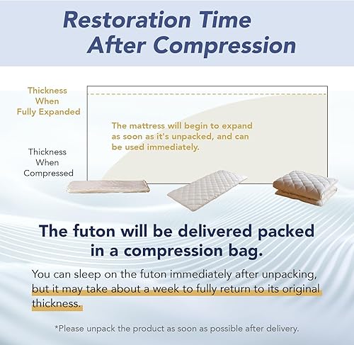 Miniatura 6 de MORIRIN Colchón de futón japonés (Shikibuton) con dispersión de presión corporal, fabricado en Japón, tamaño individual