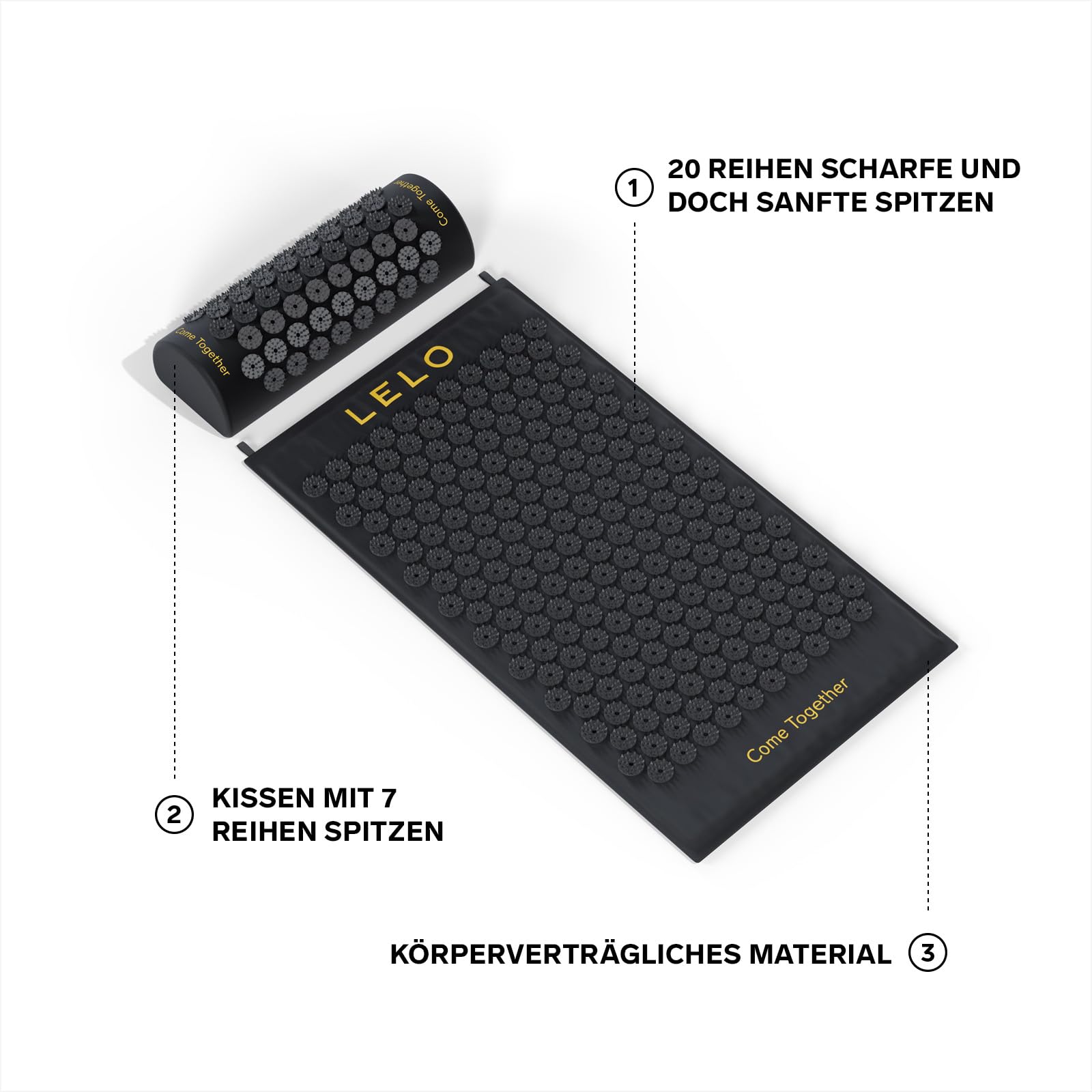 LELO Akupressurmatte für Entspannung mit Kissen, Massagematte Nagelmatte Rückenmassage