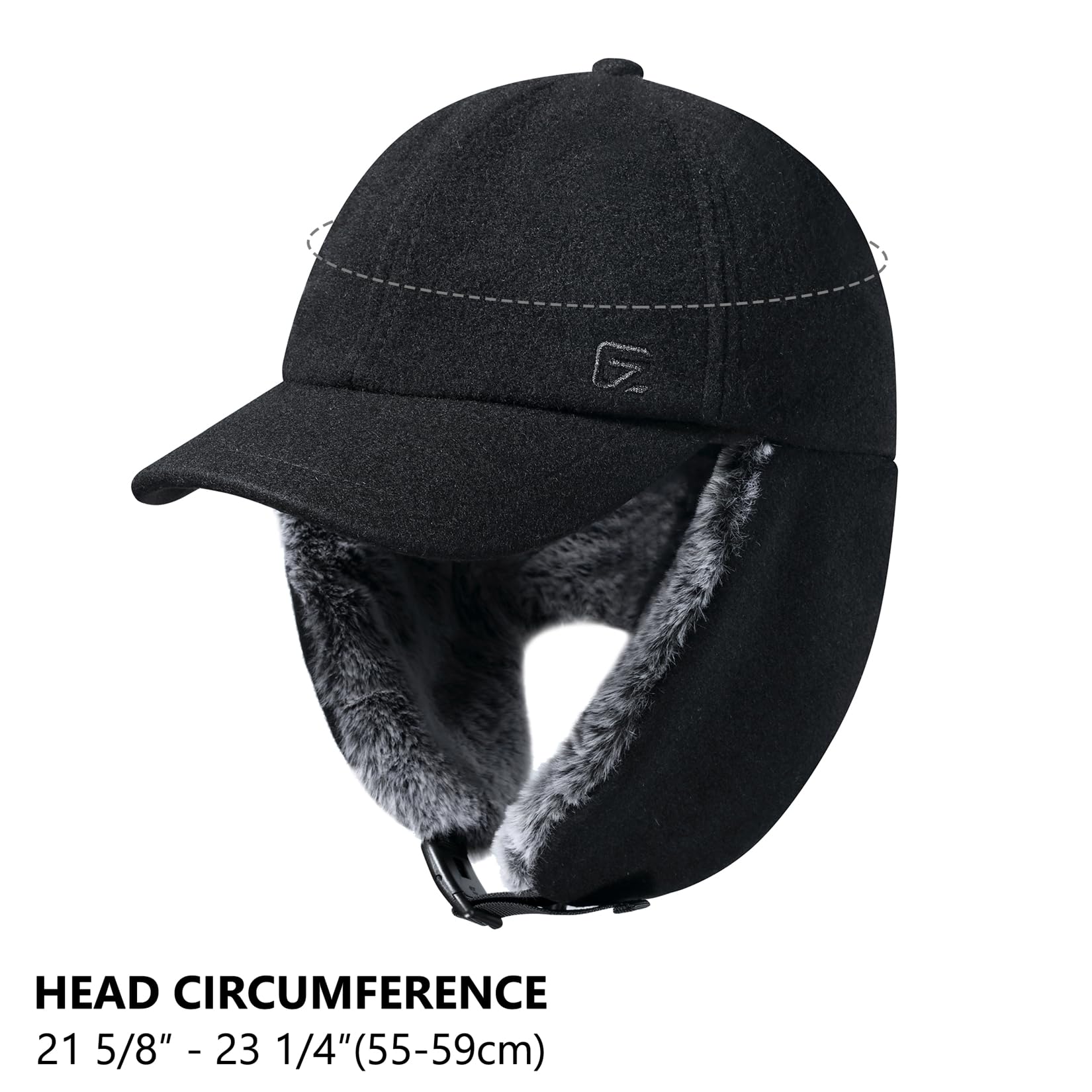 GADIEMKENSD Casquette de Baseball en Laine d'hiver Unisexe avec Rabats d'oreille doublés de Fausse Fourrure Chapeau de Trappeur avec Ligne réfléchissante