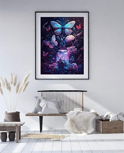 Miniatura 3 de CHWGLFGG Kits de pintura de diamantes para adultos principiantes, kit de arte de diamantes de mariposa, kit de arte de gemas de taladro redondo