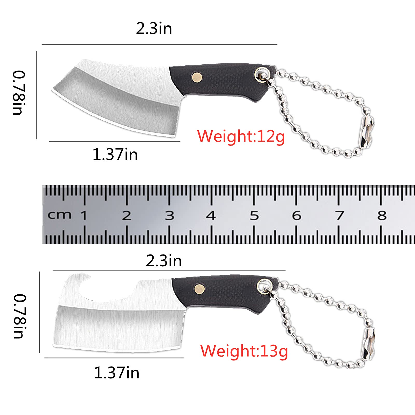 Woonsoon Multi-function Bottle Opener Mini Pocket Knife with Case, Portable Handmade Men's Novelty Keychain Outdoor Utility Camping Rescue Tools,Pack of 2