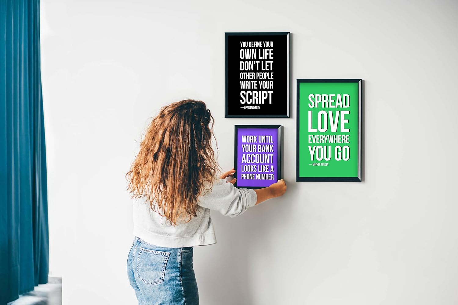 Inkdotpot Motivational Wall Art, Work Until Your Bank Account Looks Like A Phone Number 12x18-inch Inspirational Success Quotes Home/Office Gift Wall Decor Print, 1-Pack, With BLACK FRAME