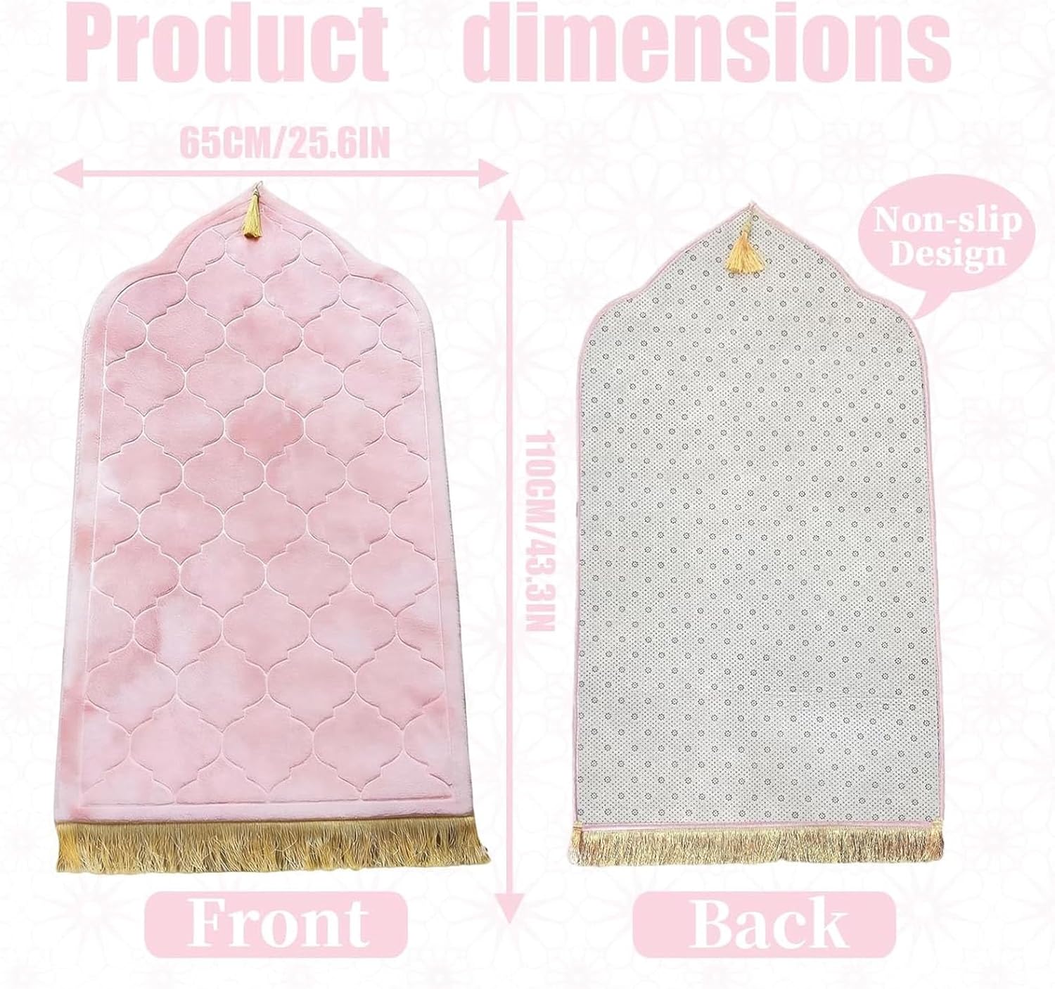 Muslim Prayer Rug, Extra Thick Padded Islamic Prayer Mat for Muslim, Soft Non-Slip Praying Mat & Portable Travel Prayer Rug, Elegant Gift for Eid Ramadan Hajj