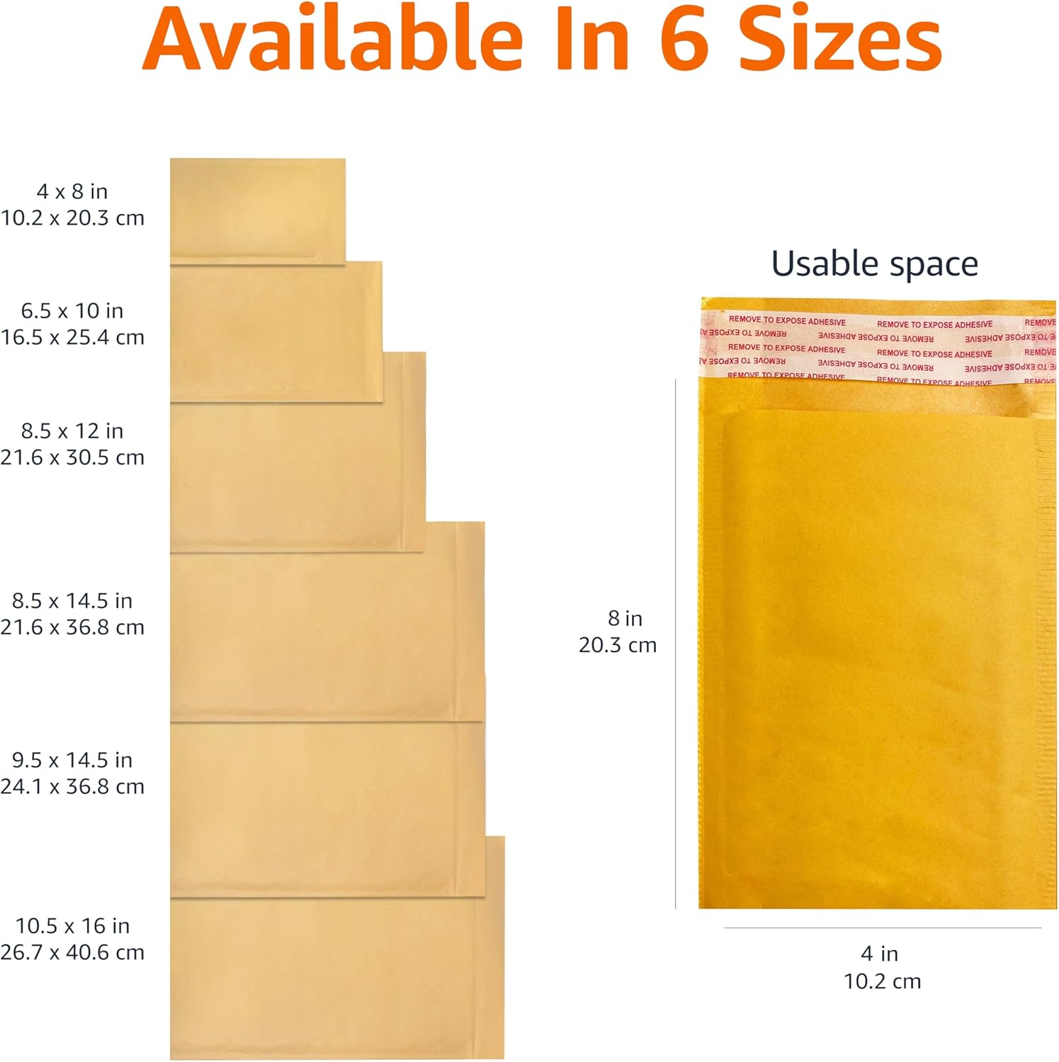 Amazon Basics Kraft Bubble Self-Seal Padded Envelopes for Shipping, 4" x 8" (Internal Size - 3.75" x 7"), Brown, 50-Pack