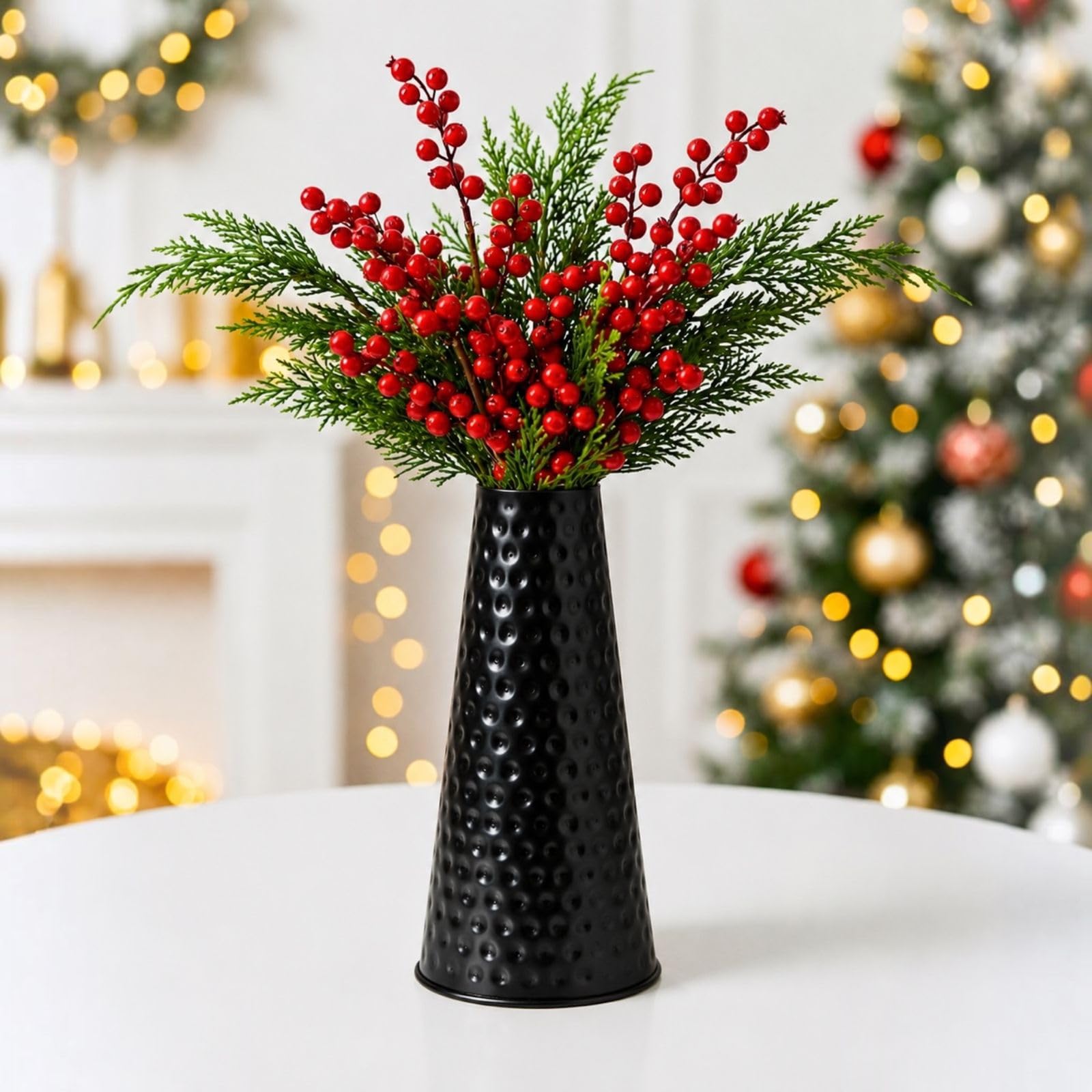 Hammered Gold Metal Flower Vase - 24 Inch -10