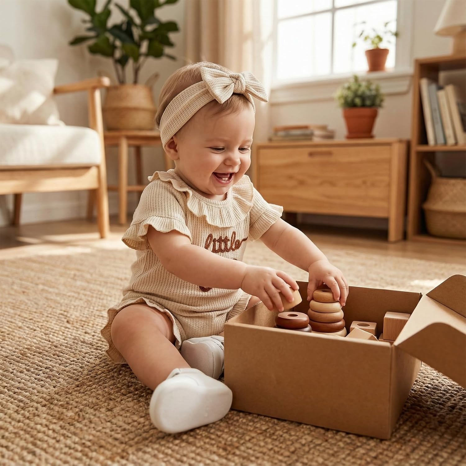 allshope Newborn Baby Girl Summer Outfit Romper Daddy Girl Embroidery Ruffle Collar Jumpsuit Cute Infant Waffle Clothes - Image 3