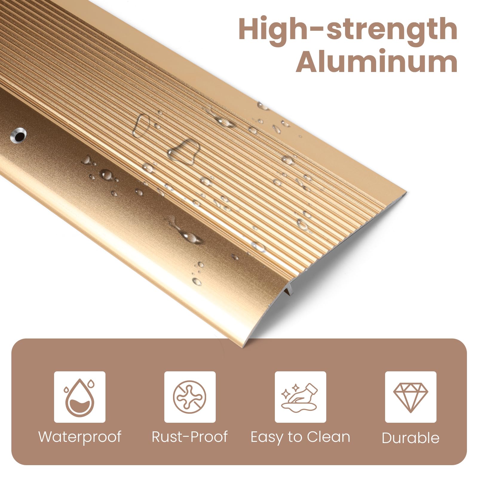 Orechic Aluminum Metal Door Threshold for Doorways Ramps for Doorways up to 1.6", Wheelchair Accessible Transition Strip - Image 4