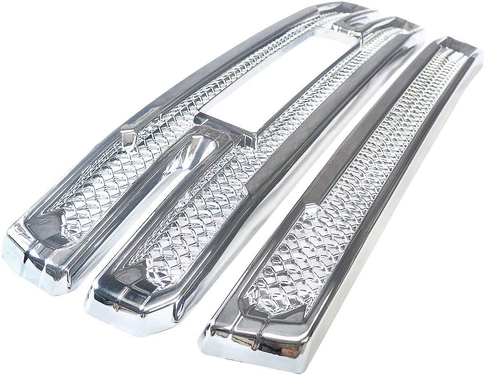 NINTE Grille Covers for 2019 2020 2021 2022 GMC Sierra 1500 SLT Only ABS Chrome Front Bumper Hood Mesh Grill Cover（NOT the Replacement）