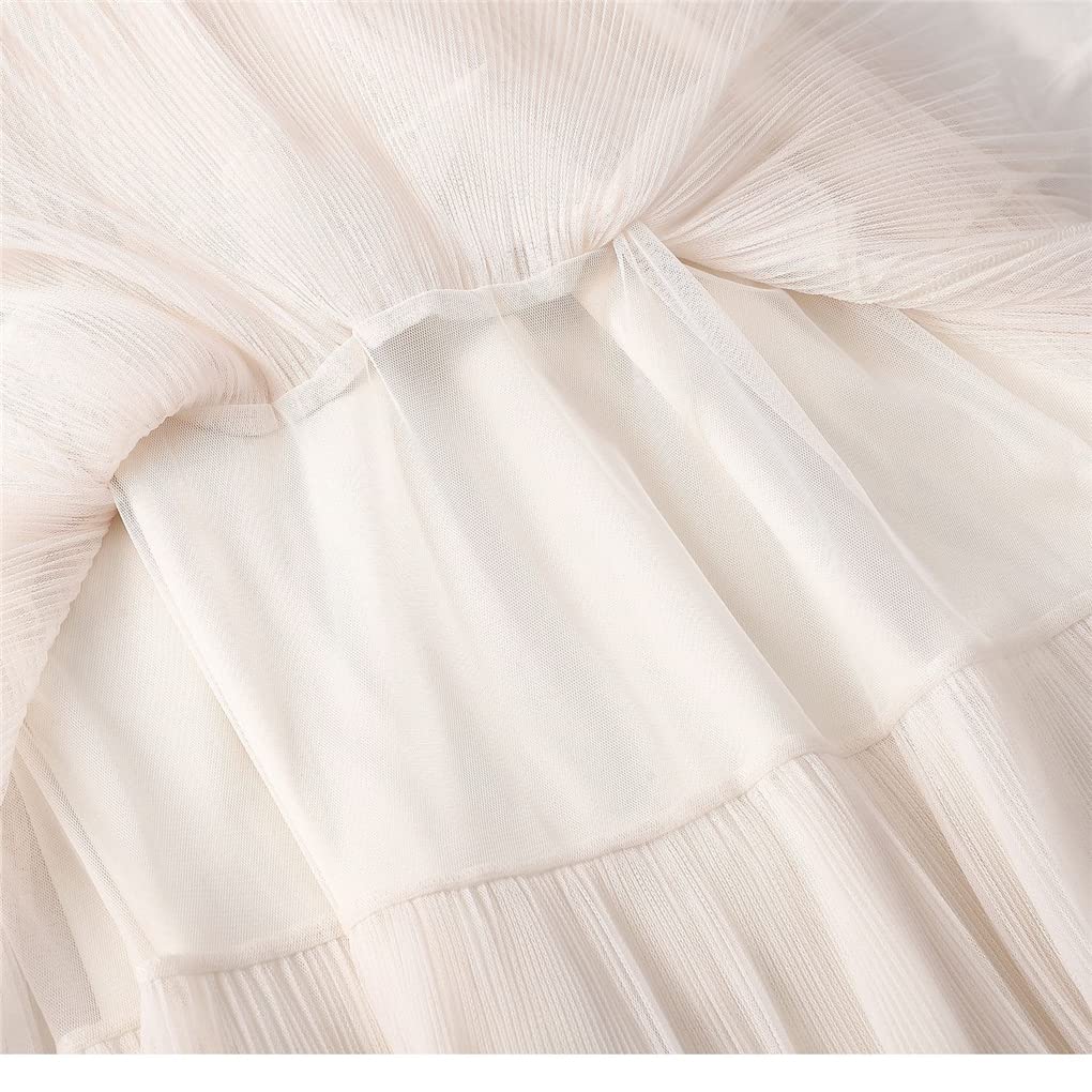 SePkus Falda de Pastel de Verano para Mujer, Faldas de Tul, Falda Midi de Cintura Alta elástica a la Moda, Faldas Plisadas para Mujer (Blanco, Talla única)