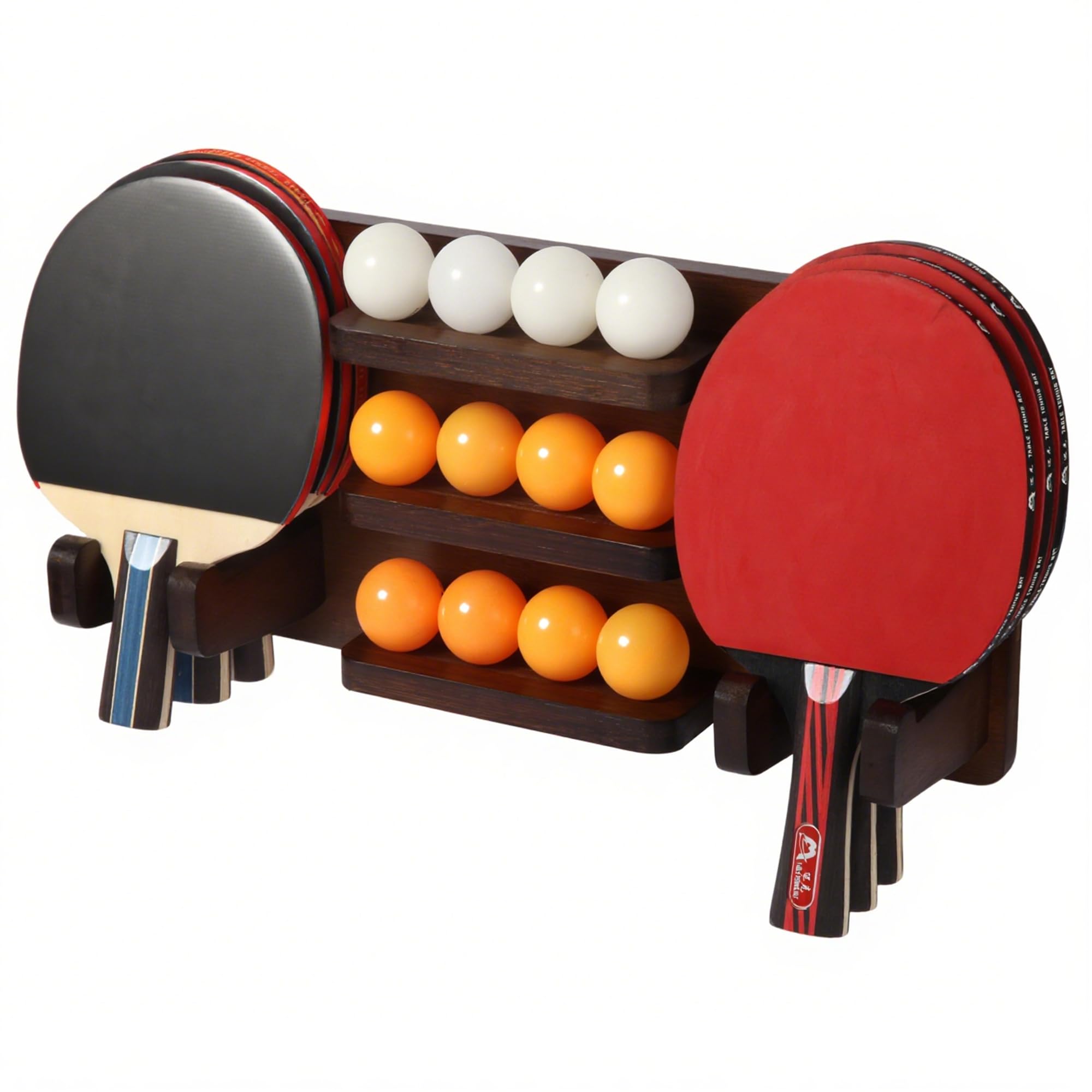 Ping Pong Paddle Holder, Ping Pong Paddle Storage Rack Wall Mounted Holds 8 Paddles and 12 Balls, Table Tennis Racket Display Organizer for Game Room,Home